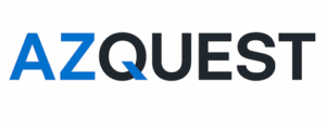 AZQUEST logo with blue and black text.